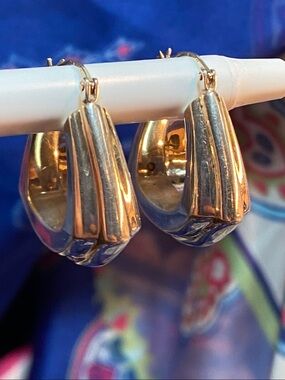 Luxury 999 Fine Silver Chunky Hoop Earrings Sculptural Teardrop Hinged 7.1g